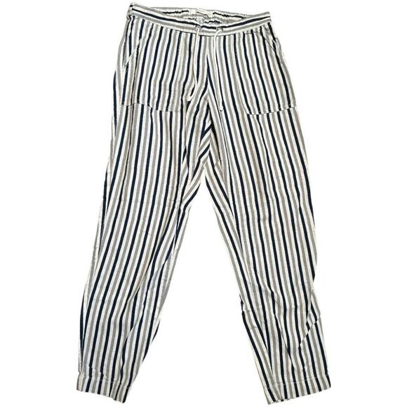 Mango Cream Navy Gray Stripe Lightweight Pants Women's Size XXS - Picture 1 of 6